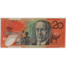 AUSTRALIA 1995 . TWENTY 20 DOLLAR BANKNOTE . EVANS/FRASER . LAST PREFIX DA95